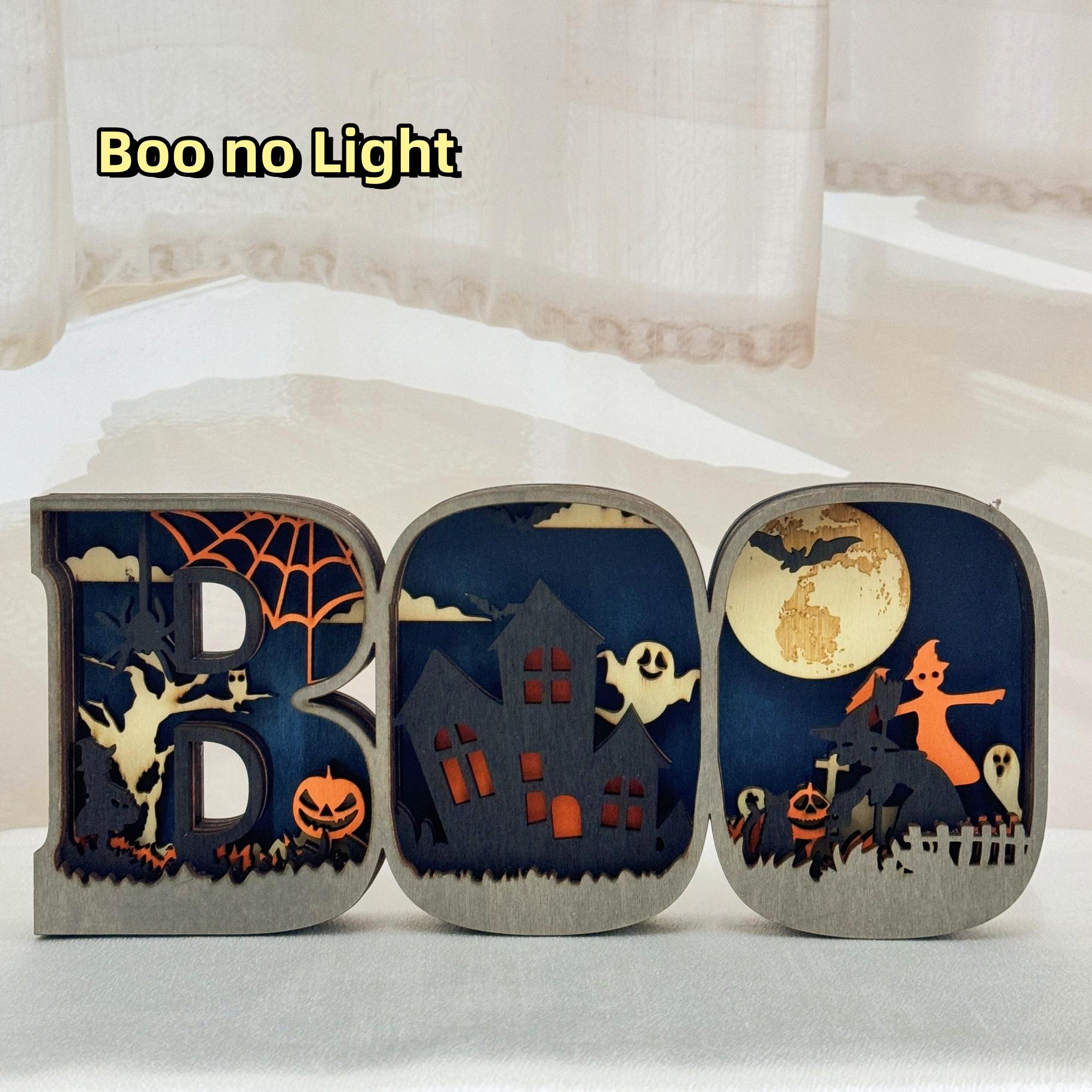 3D Carved Wooden BOO Letter Spooky Season