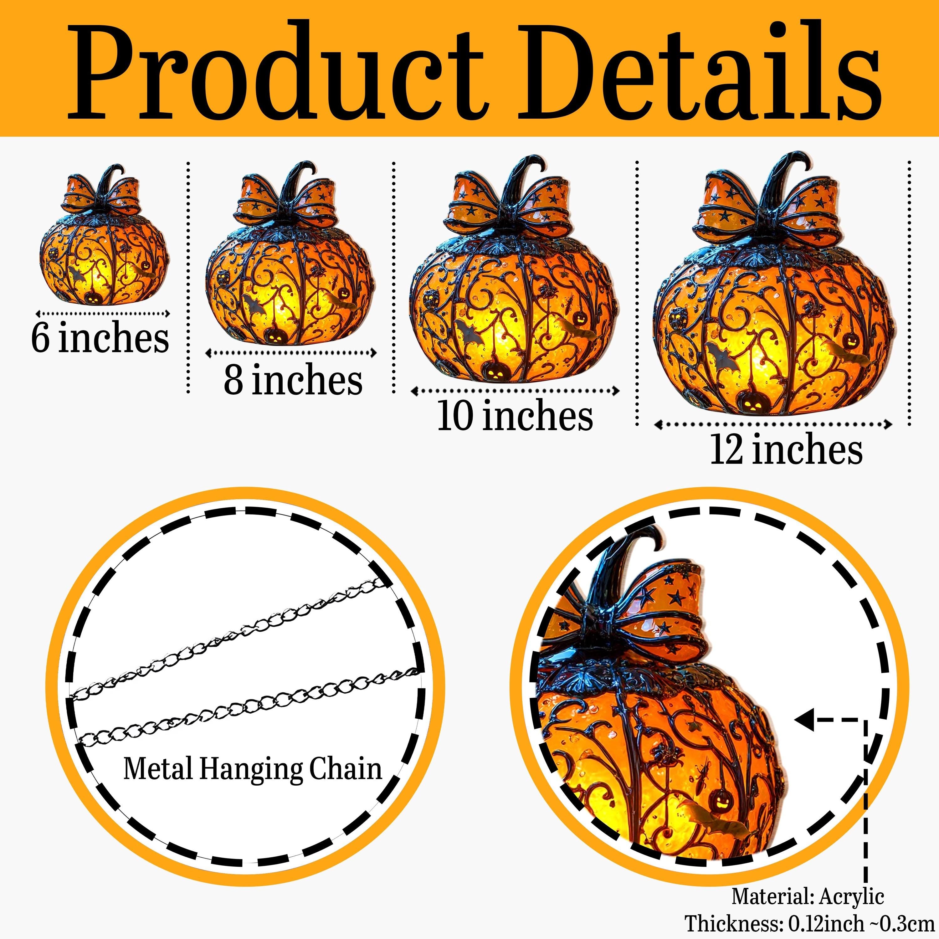 Halloween Pumpkin Lantern Hanging Light with Bats