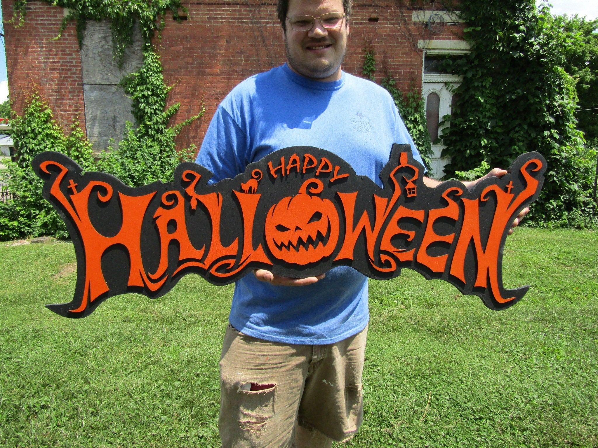 Halloween Jack O Lantern Spooky Forest Black Cat