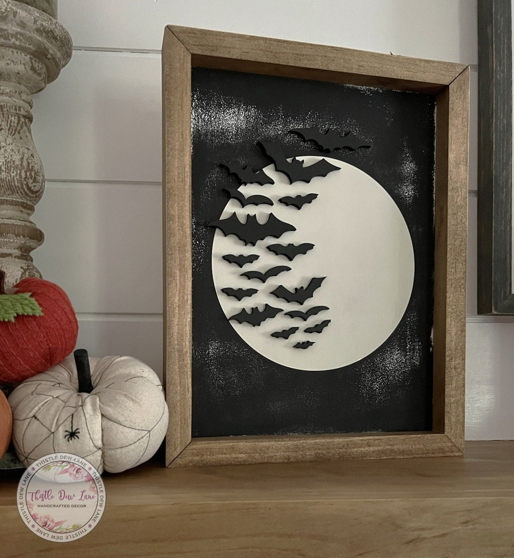 3D black and white Halloween sign