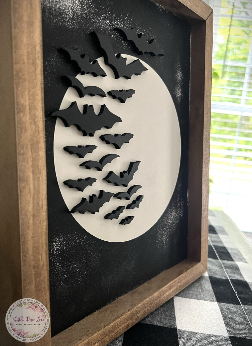 3D black and white Halloween sign