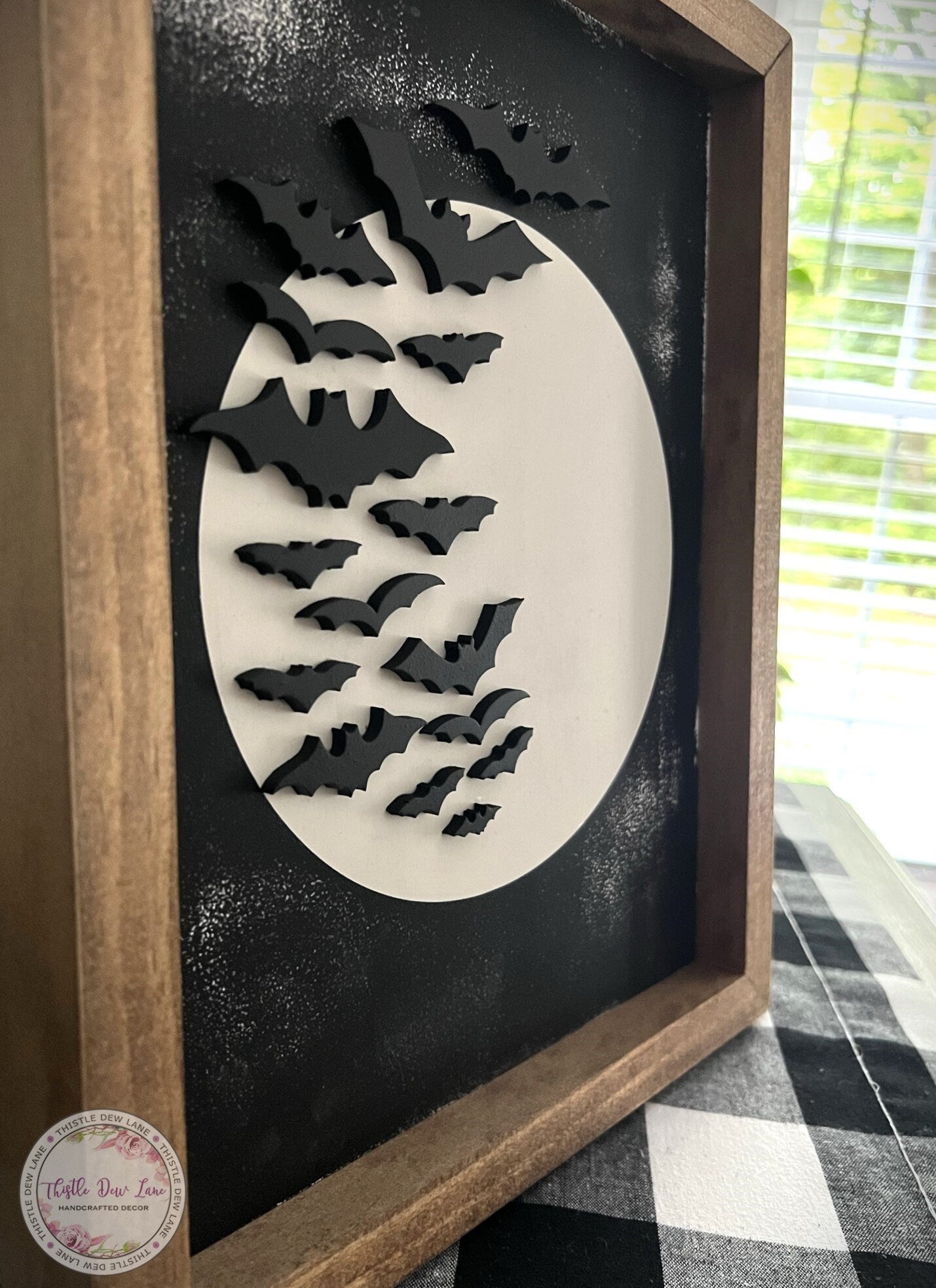3D black and white Halloween sign
