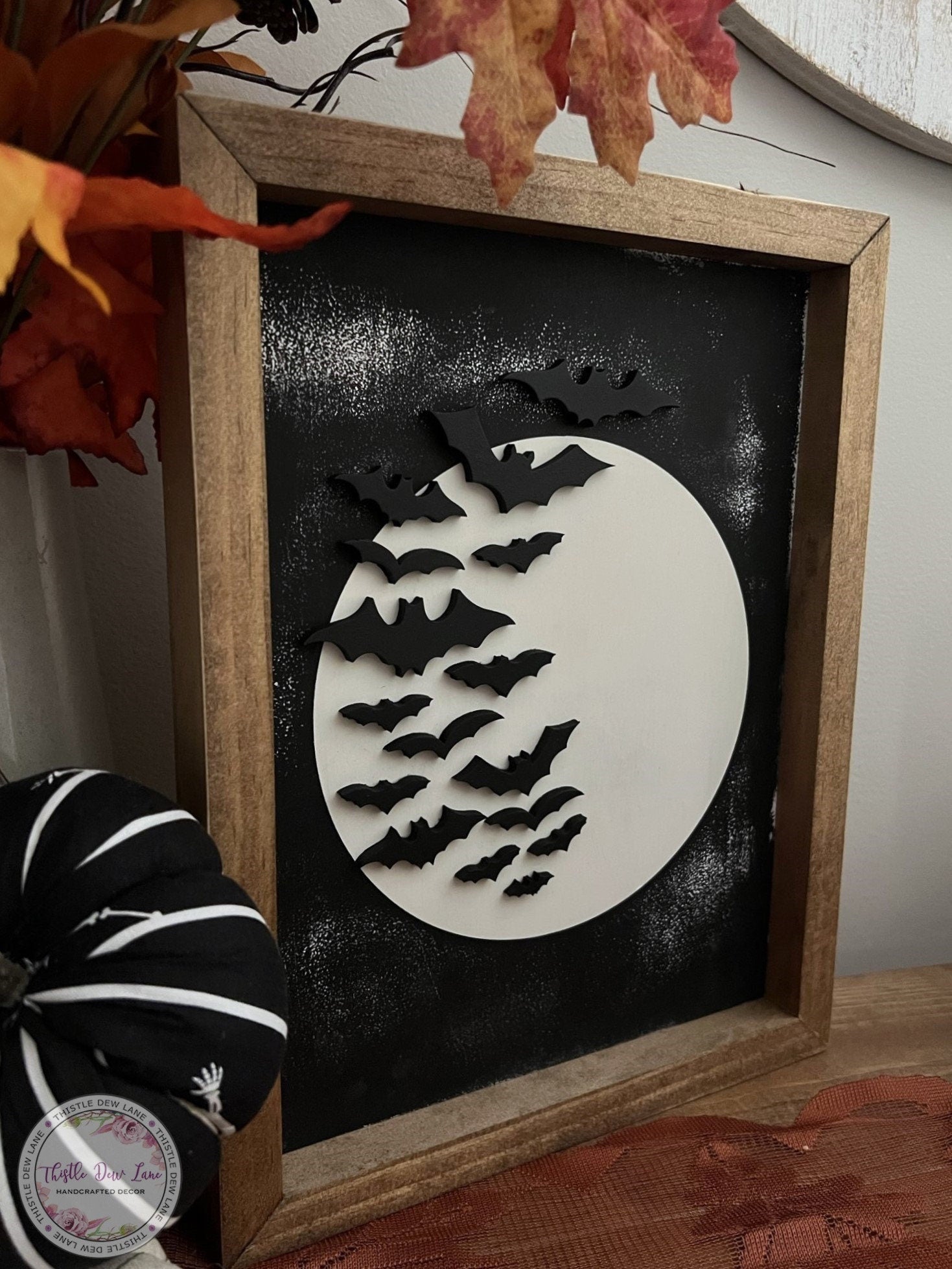 3D black and white Halloween sign