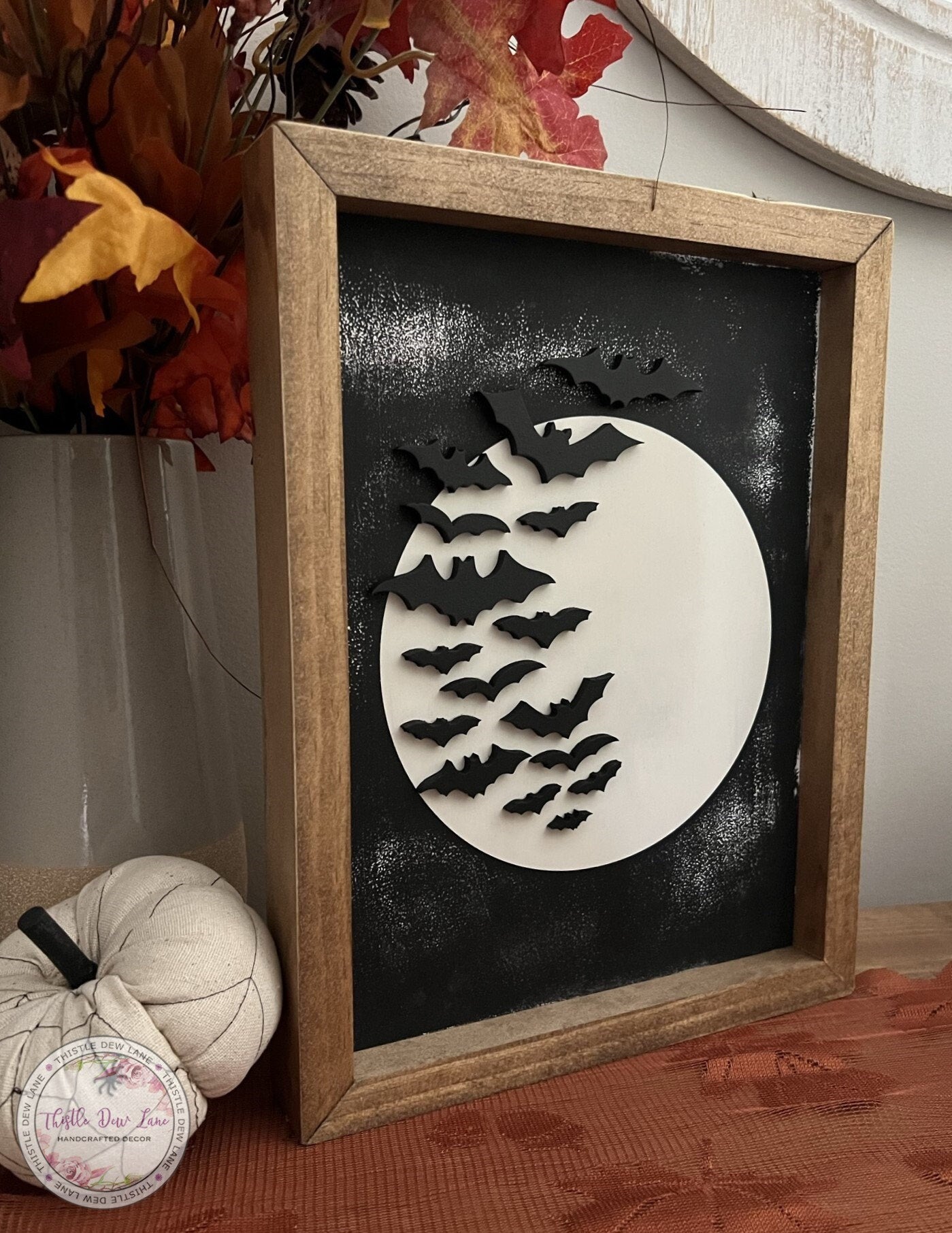 3D black and white Halloween sign