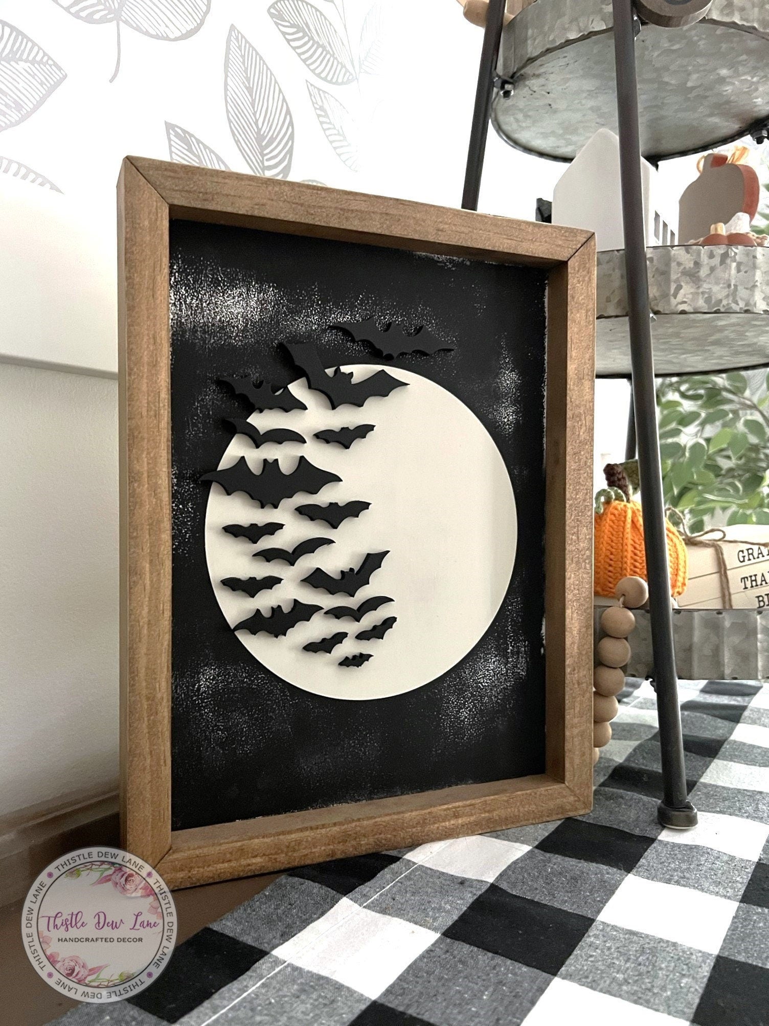 3D black and white Halloween sign