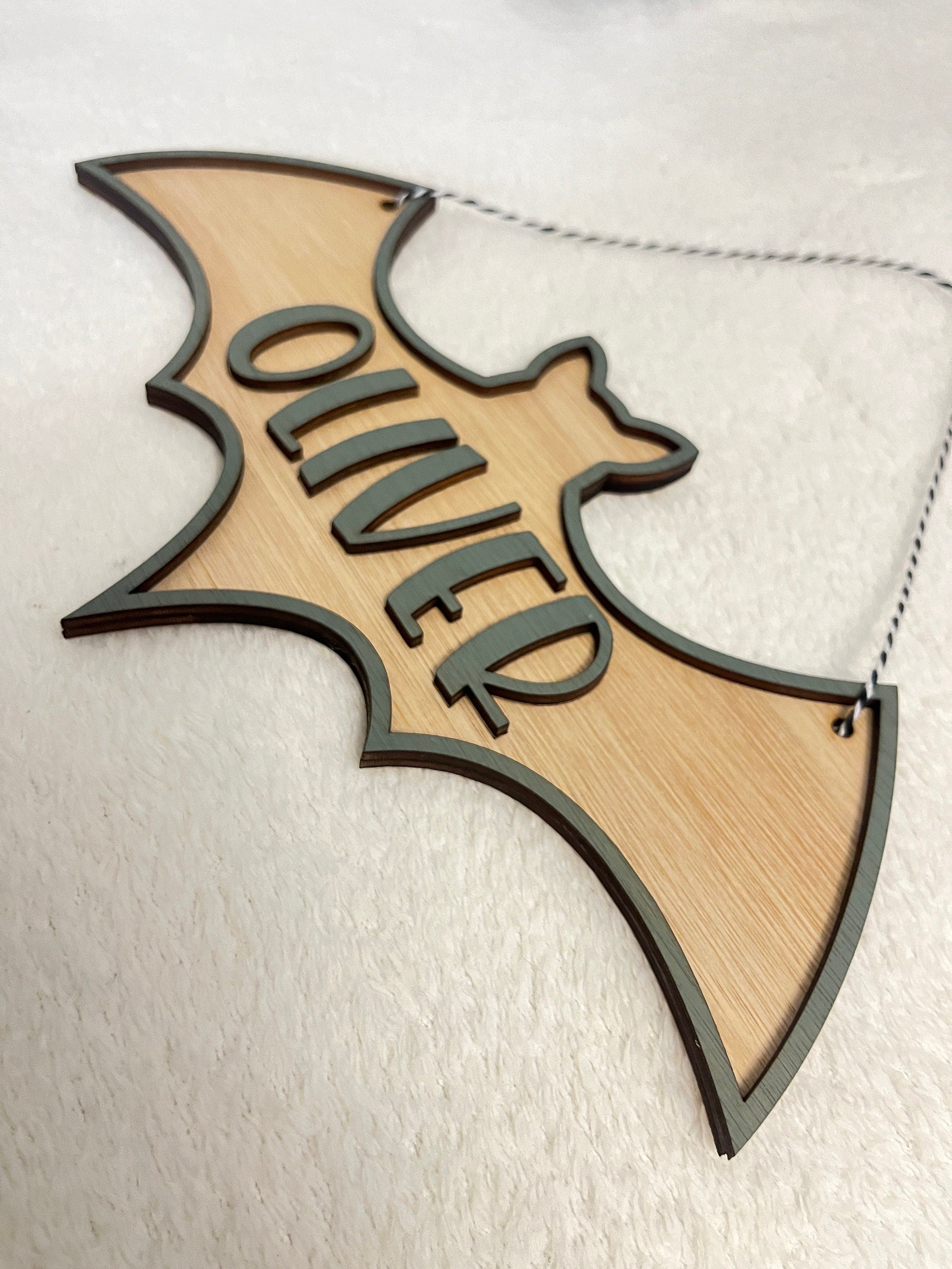 Halloween name sign party decorations bat sign
