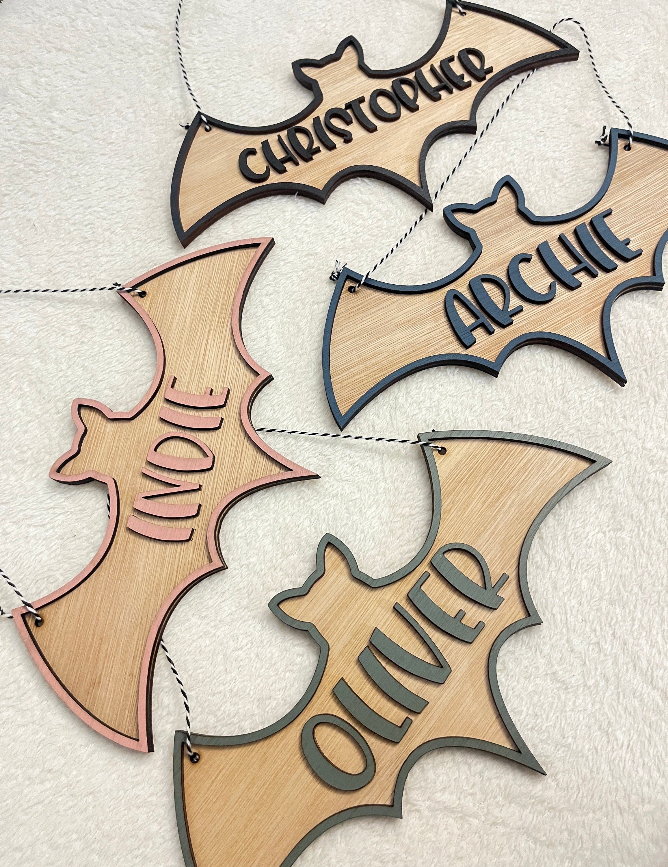 Halloween name sign party decorations bat sign