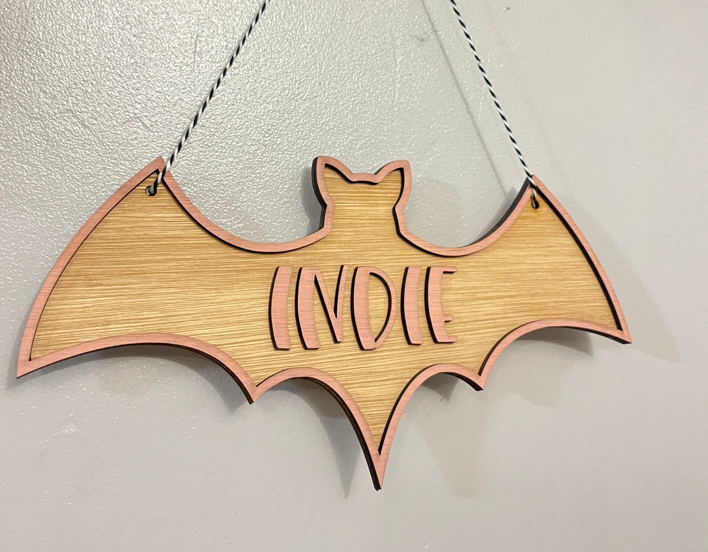 Halloween name sign party decorations bat sign