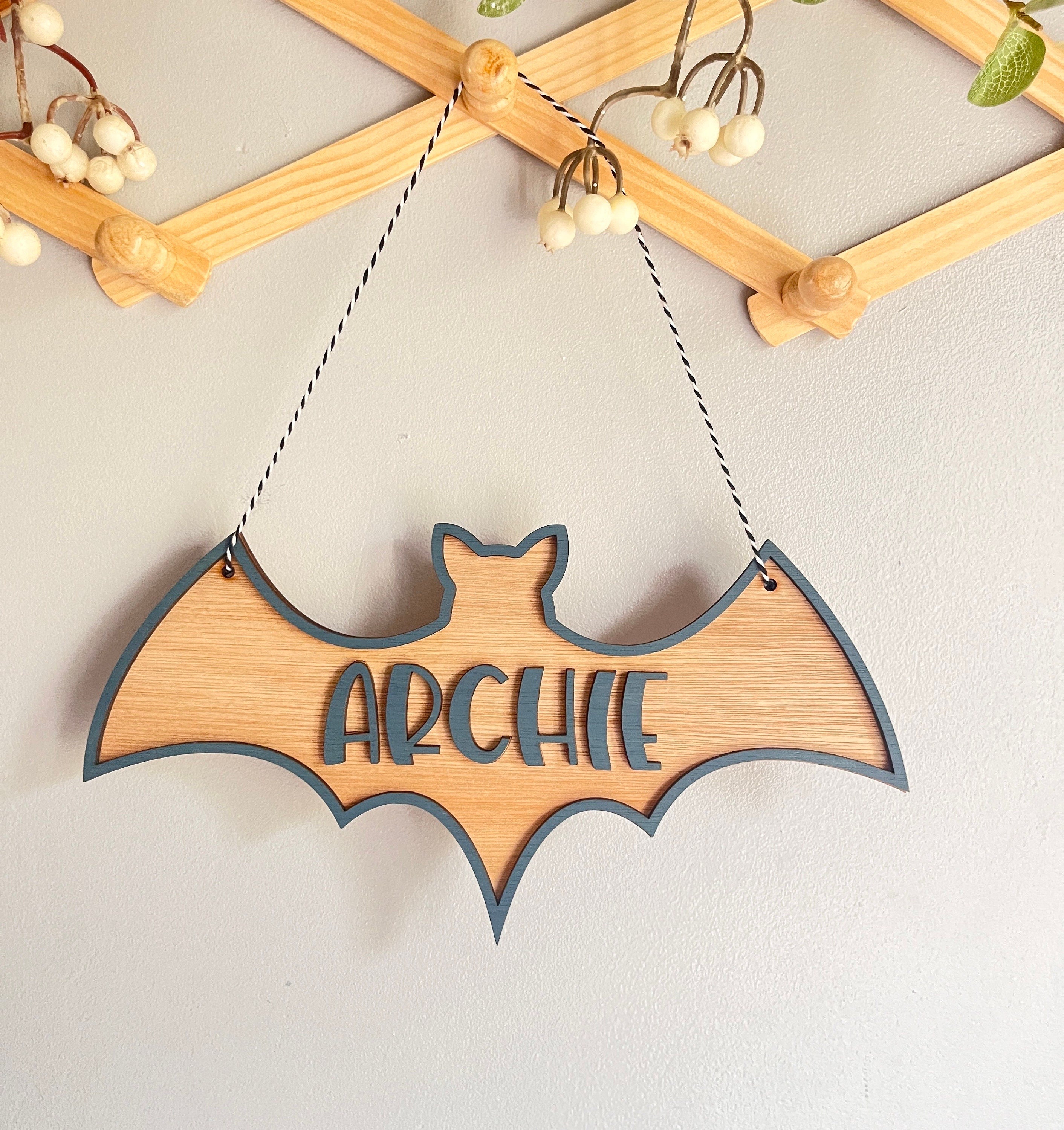 Halloween name sign party decorations bat sign