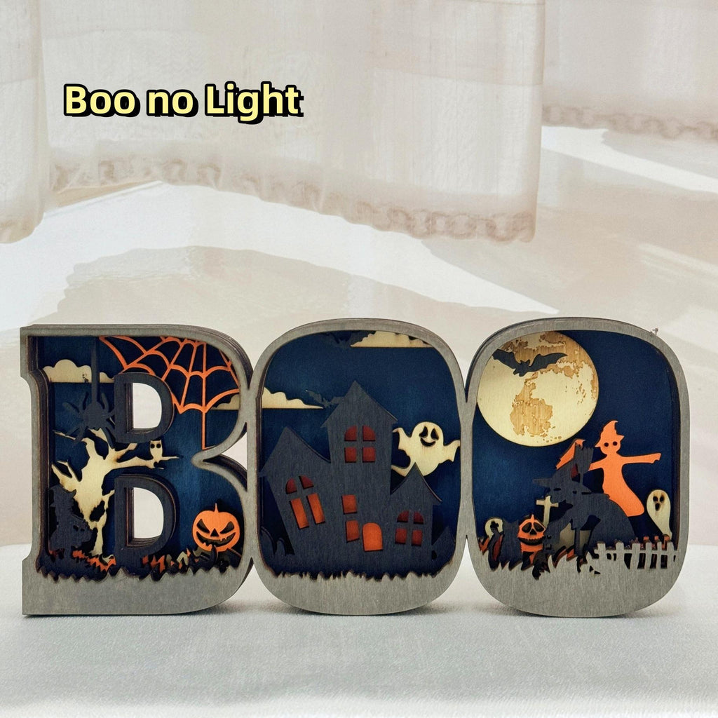 3D Carved Wooden BOO Letter Spooky Season