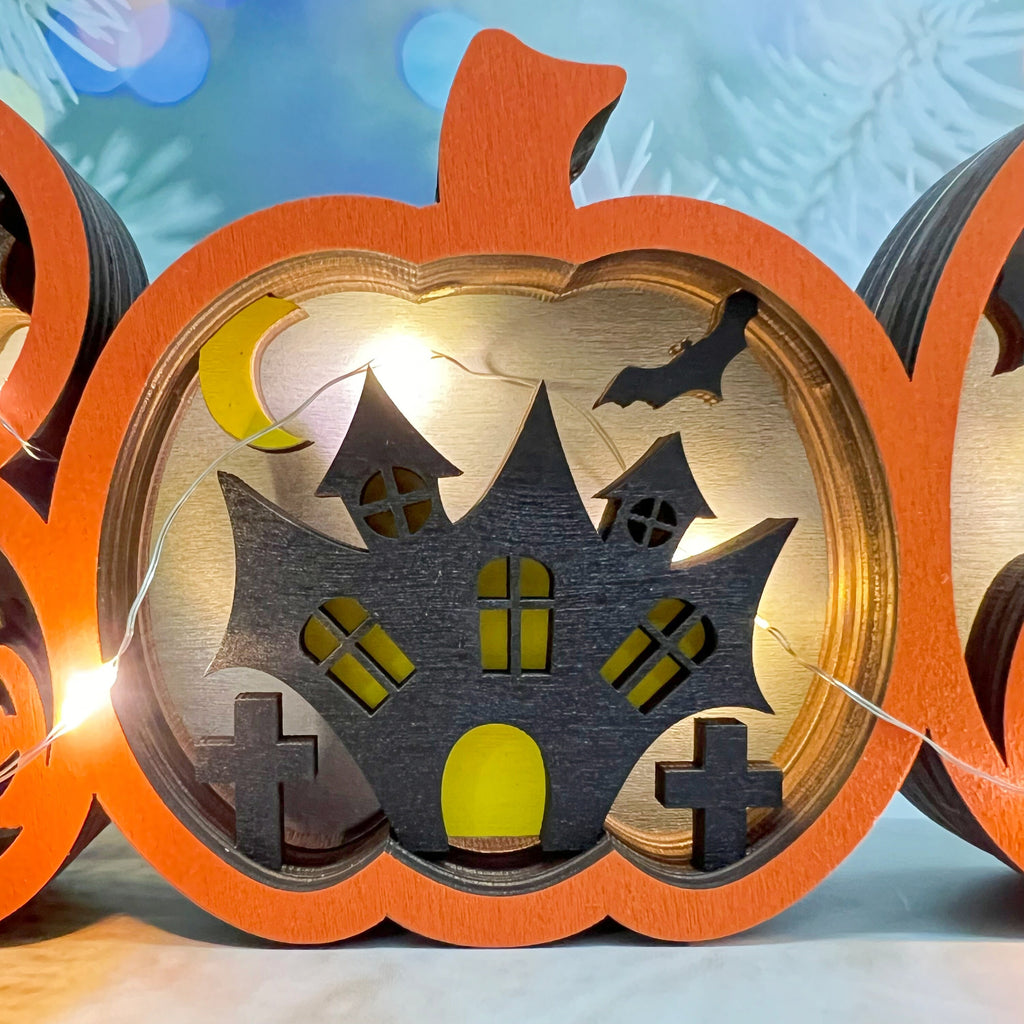 3D Carved Wooden Ghost BOO Sign