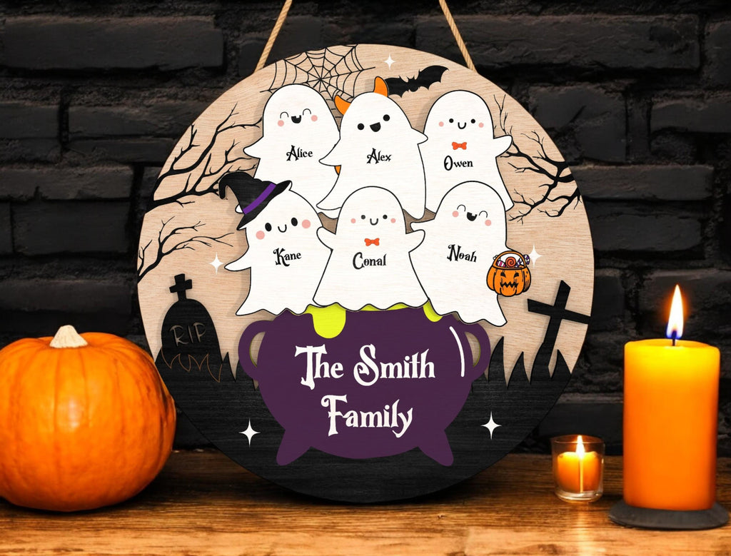 Personalized Halloween Ghost Family Sign
