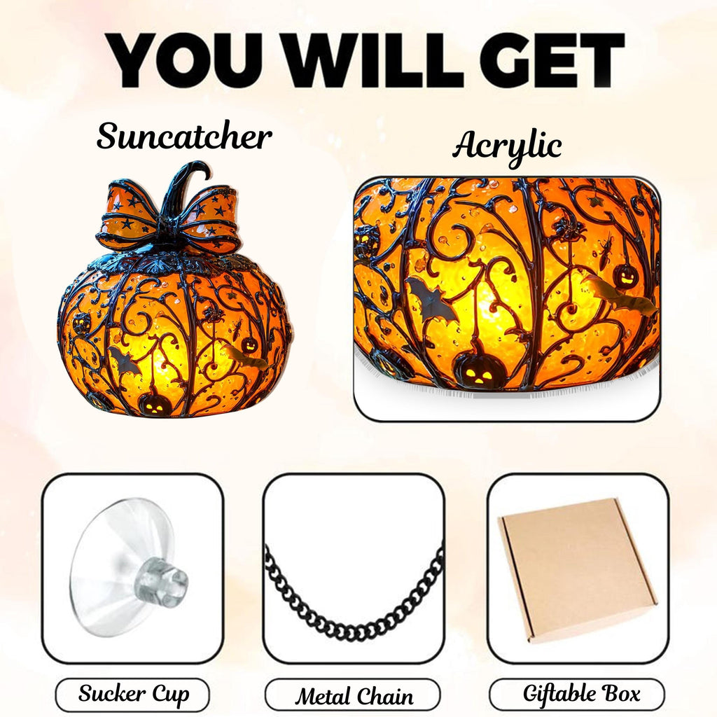 Halloween Pumpkin Lantern Hanging Light with Bats